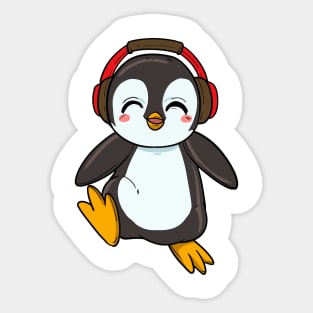 Cute Penguin with Headphones Sticker